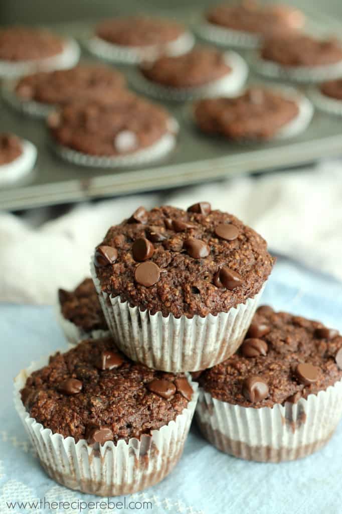 Double chocolate banana bran muffins - The recipe rebel