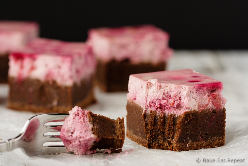 Raspberry Cheesecake Brownies - Easy to make raspberry cheesecake brownies that are perfect for Valentine’s Day! Or for a special dessert. Or just because. These are amazing!