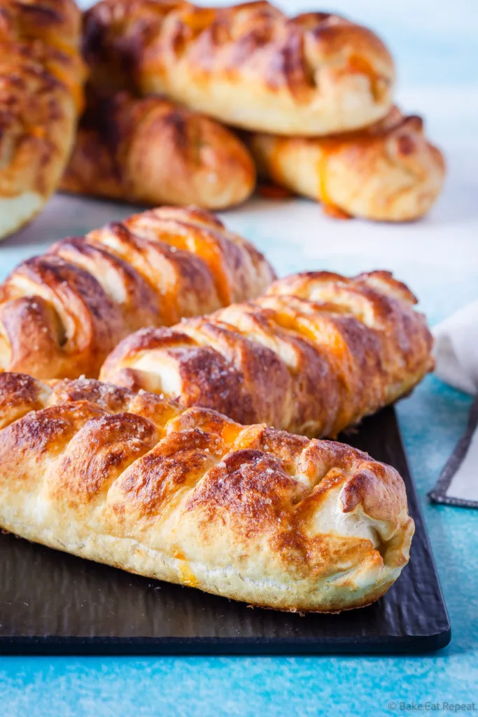 ham cheddar pretzel rolls