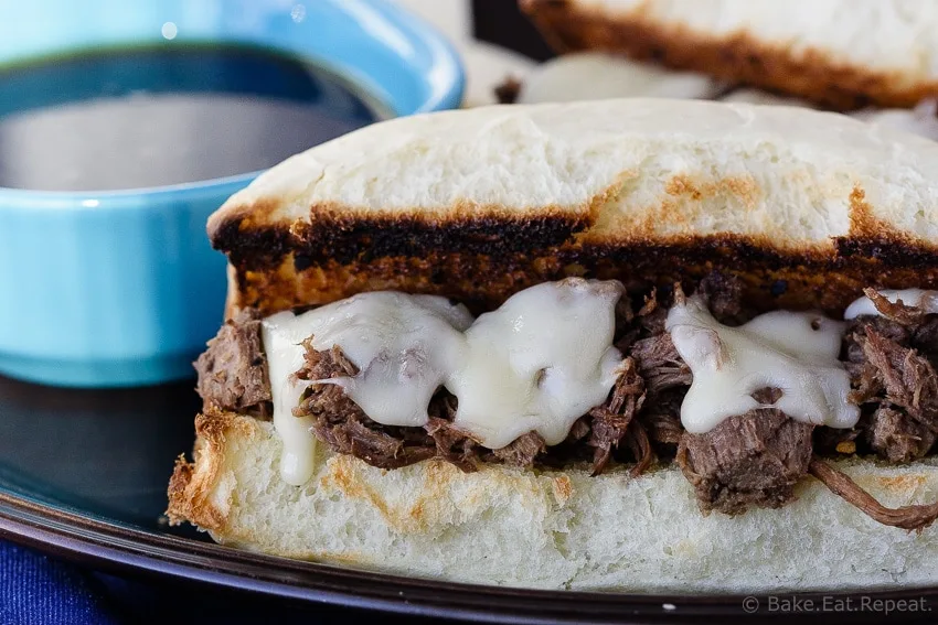 5-Ingredient Slow Cooker French Dip Sandwiches - So Good!