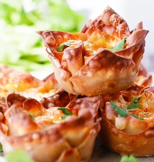 Sweet Potato Taco Cups - Crispy wonton cups filled with a black bean and sweet potato taco mix - these cute little taco cups are the perfect appetizer or meal!