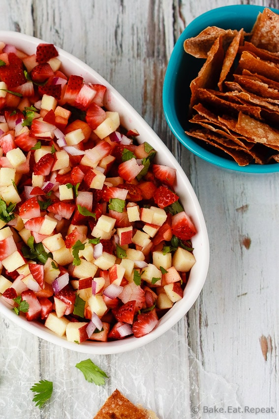 Cinnamon Wonton Chips with Fruit Salsa