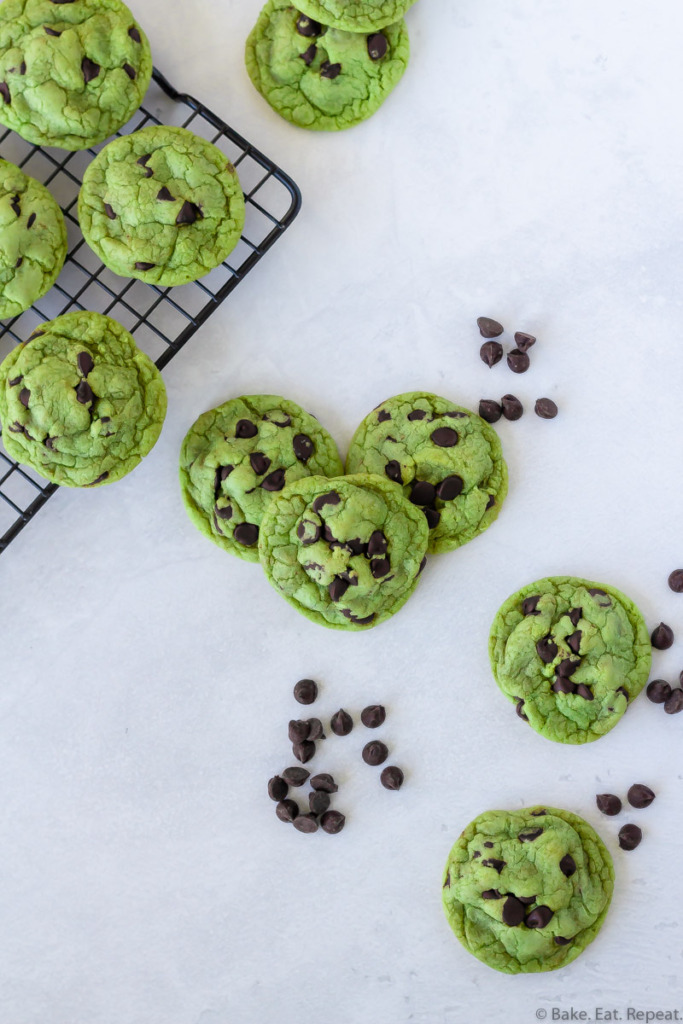 chewy mint chocolate chip cookies