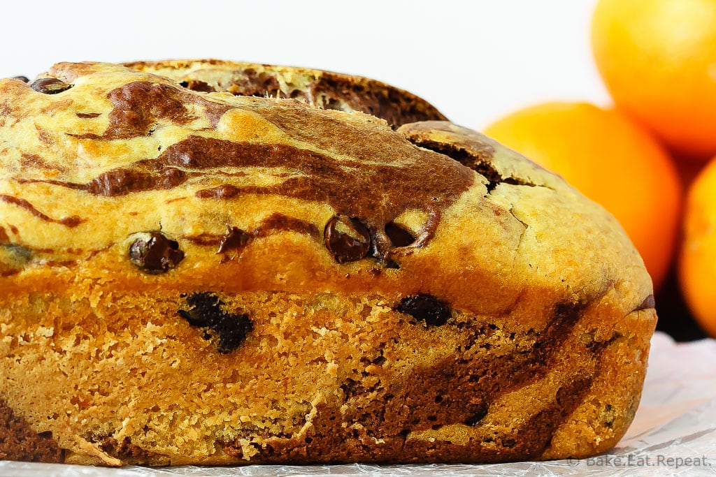 Marbled Chocolate Orange Bread - This marbled chocolate orange bread is an easy quick bread that is light and fluffy and full of chocolate and orange flavour.