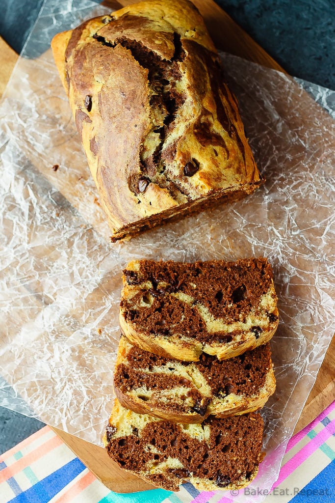 Marbled Chocolate Orange Bread - This marbled chocolate orange bread is an easy quick bread that is light and fluffy and full of chocolate and orange flavour.