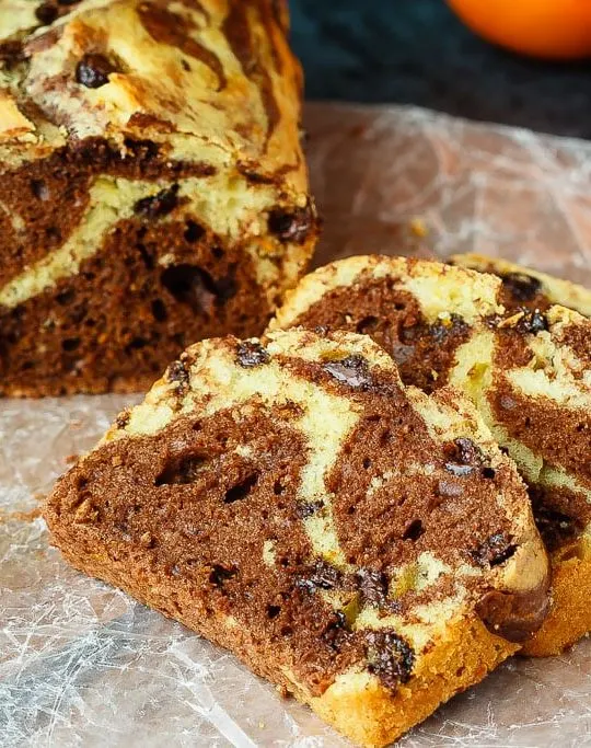 Marbled Chocolate Orange Bread - This marbled chocolate orange bread is an easy quick bread that is light and fluffy and full of chocolate and orange flavour.