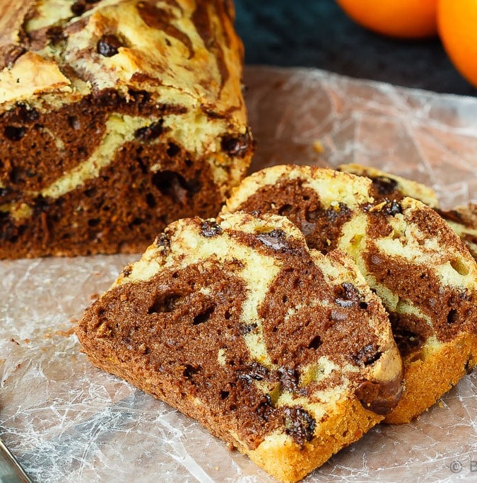 Marbled Chocolate Orange Bread - This marbled chocolate orange bread is an easy quick bread that is light and fluffy and full of chocolate and orange flavour.