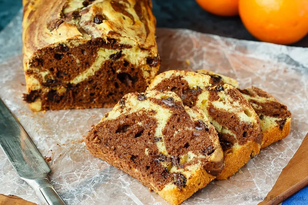 Marbled Chocolate Orange Bread - This marbled chocolate orange bread is an easy quick bread that is light and fluffy and full of chocolate and orange flavour.