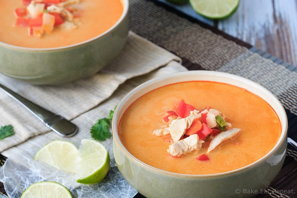 Thai Chicken and Vegetable Soup - Easy to make and ready in 30 minutes, this Thai chicken and vegetable soup is the perfect dinner! #30MinuteThursday