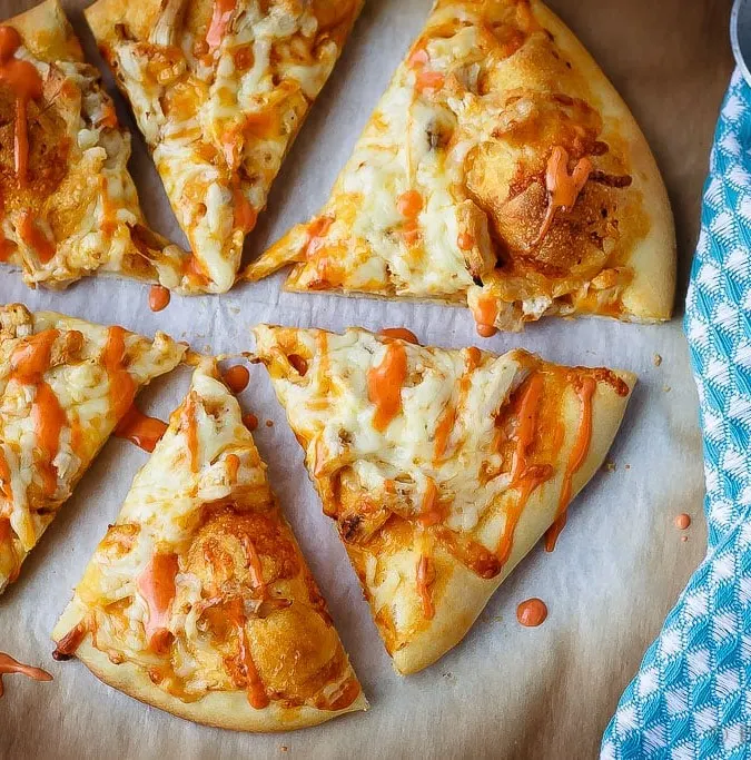 Buffalo Chicken Pizza - This buffalo chicken pizza is our favourite for pizza night - easy to make and so full of flavour, if you love buffalo chicken you will love this pizza!