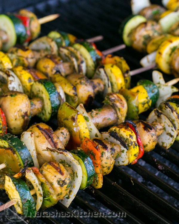 17 Grilled Kabobs for Summer - there are so many amazing grilling options here that I think we should eat food on a stick all summer long! Who's with me?!