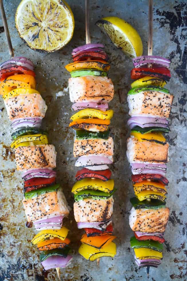 17 Grilled Kabobs for Summer - there are so many amazing grilling options here that I think we should eat food on a stick all summer long! Who's with me?!