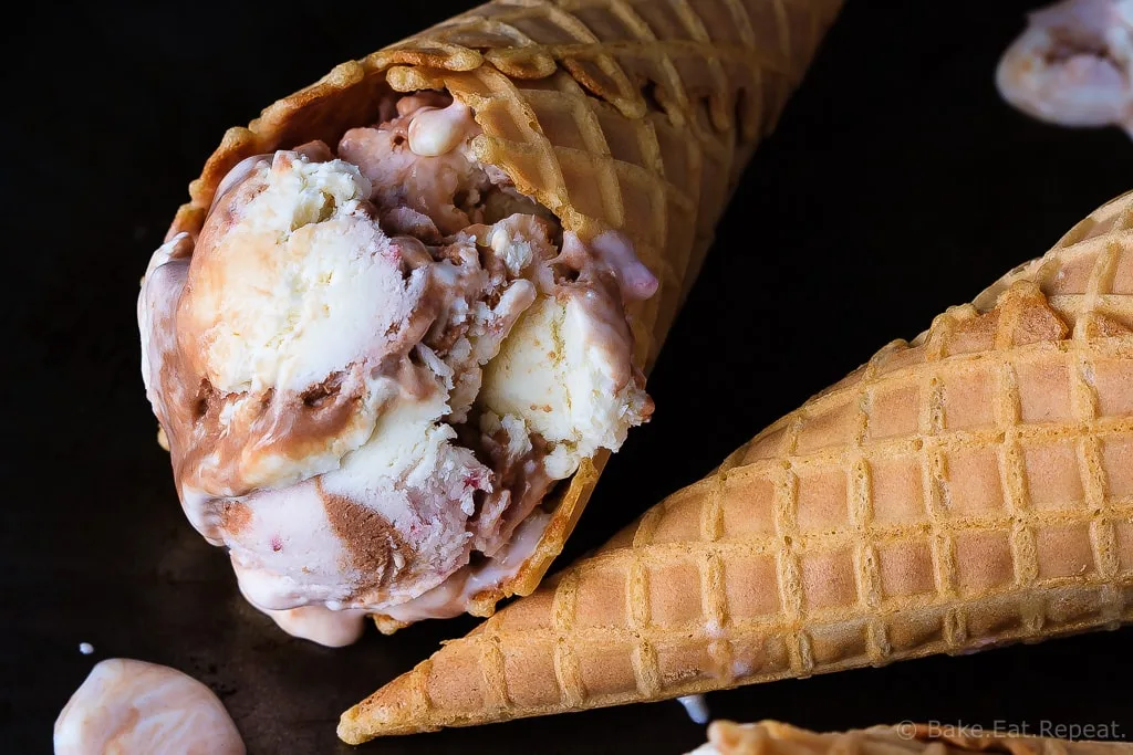 No Churn Neapolitan Ice Cream - Easy, no churn Neapolitan ice cream - made with sweetened condensed milk, this mix of vanilla, chocolate and strawberry ice cream is perfectly creamy! #sponsored