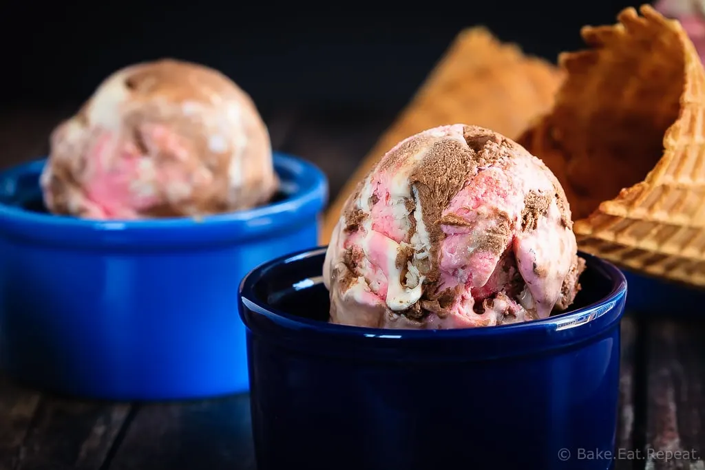 No Churn Neapolitan Ice Cream - Easy, no churn Neapolitan ice cream - made with sweetened condensed milk, this mix of vanilla, chocolate and strawberry ice cream is perfectly creamy! #sponsored