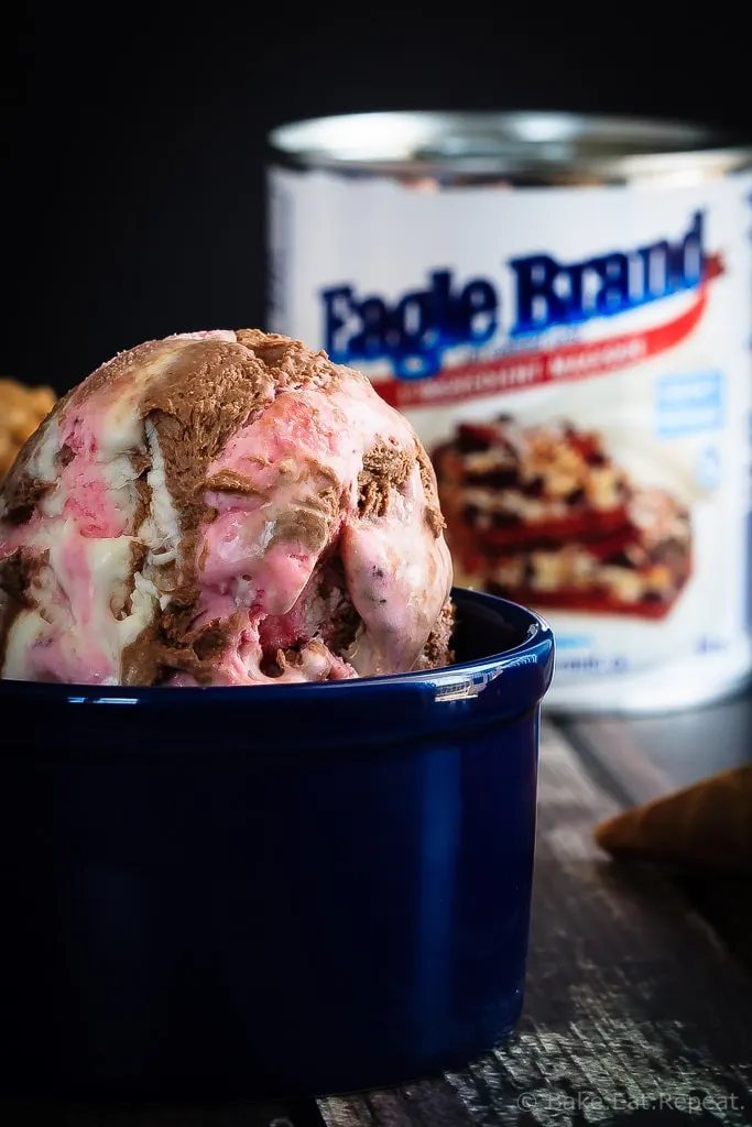 No Churn Neapolitan Ice Cream - Easy, no churn Neapolitan ice cream - made with sweetened condensed milk, this mix of vanilla, chocolate and strawberry ice cream is perfectly creamy! #sponsored