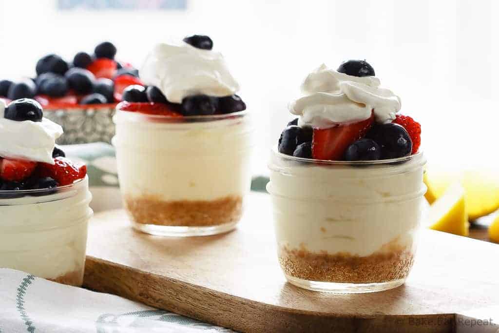 Lemon Berry No Bake Cheesecake Cups - These lemon berry no bake cheesecake cups are easy to make for the perfect creamy dessert for summer. Fast, easy, sweet and creamy, no bake cheesecake cups!