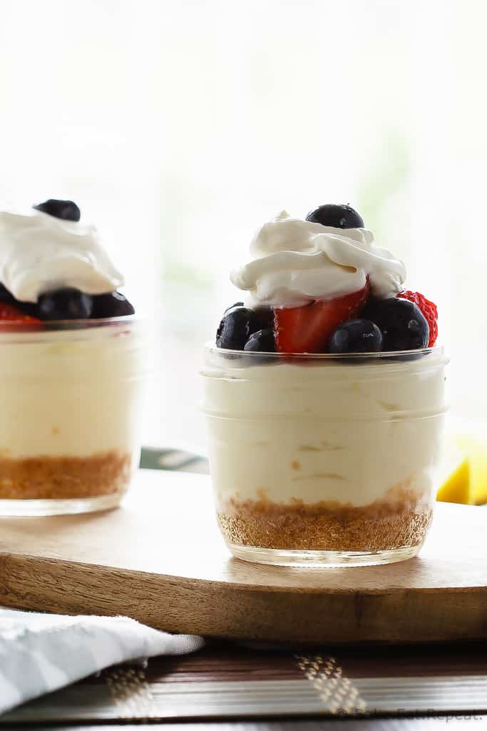 Lemon Berry No Bake Cheesecake Cups - These lemon berry no bake cheesecake cups are easy to make for the perfect creamy dessert for summer. Fast, easy, sweet and creamy, no bake cheesecake cups!