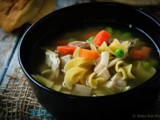 30 Minute Chicken Noodle Soup - This 30 minute chicken noodle soup is perfect with either chicken or turkey, is super fast and easy to make, and will be a family favourite for sure!