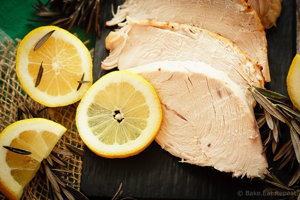 Lemon Rosemary Brined Turkey - The easiest way to get perfect, juicy turkey every time! This lemon rosemary brined turkey is an easy recipe that always turns out perfectly juicy turkey!