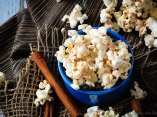 Cinnamon Roll Popcorn - A great way to change up the usual movie night snack, this cinnamon roll popcorn is a wonderful sweet and salty snack that everyone will love!