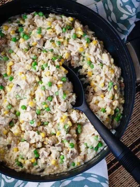 Creamy One Pot Turkey and Rice - An easy 30 minute meal that can use up some leftover turkey or chicken and is made all in one pot!