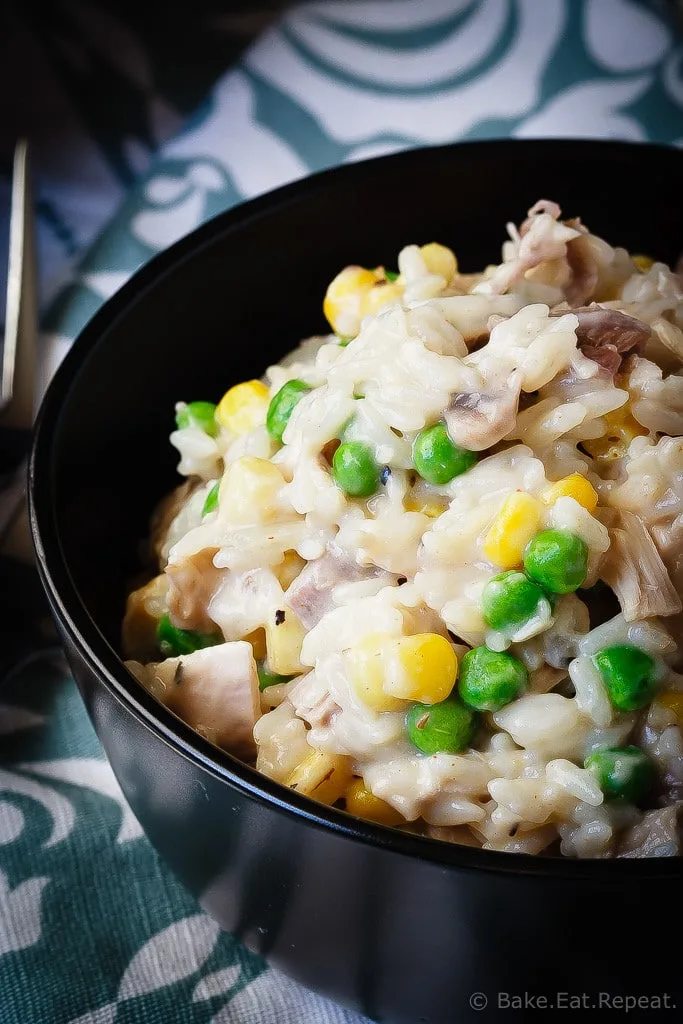 Creamy One Pot Turkey and Rice - An easy 30 minute meal that can use up some leftover turkey or chicken and is made all in one pot!
