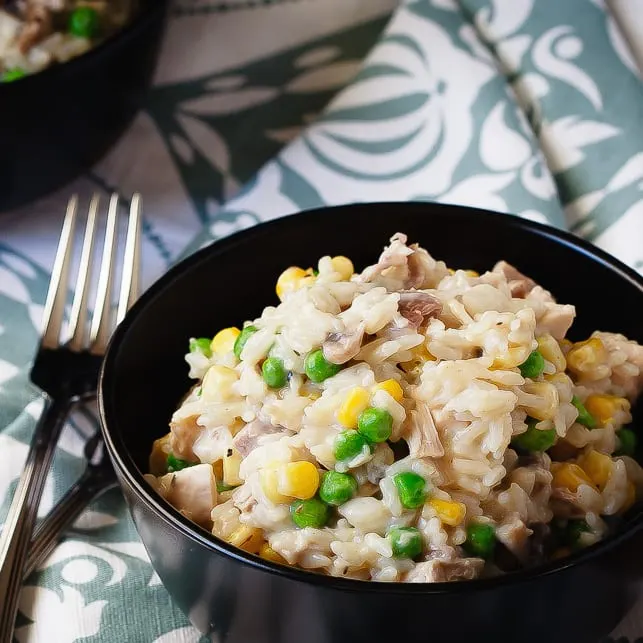 Creamy One Pot Turkey and Rice - An easy 30 minute meal that can use up some leftover turkey or chicken and is made all in one pot!