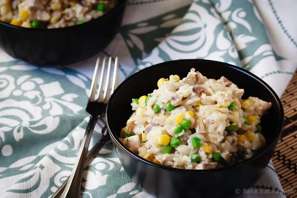 Creamy One Pot Turkey and Rice - An easy 30 minute meal that can use up some leftover turkey or chicken and is made all in one pot!