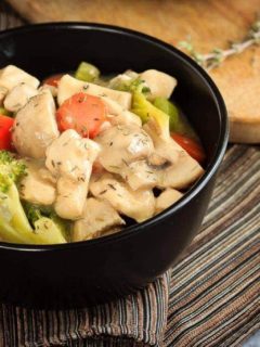 30 Minute Chicken Stew - This creamy chicken stew is filled with veggies and is simple to make. Easily on the table in 30 minutes, it’s a healthy meal that is perfect for those cold nights!