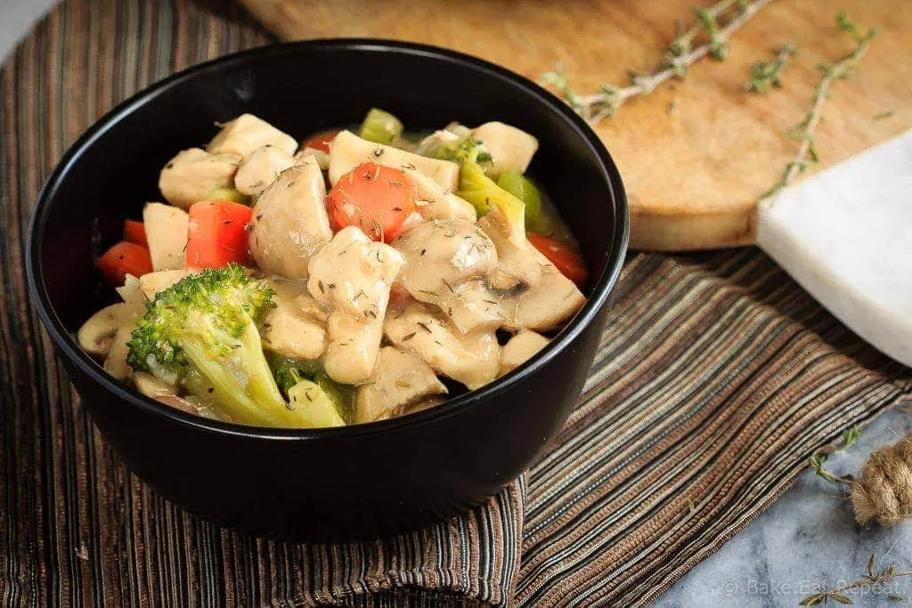 30 Minute Chicken Stew - This creamy chicken stew is filled with veggies and is simple to make. Easily on the table in 30 minutes, it’s a healthy meal that is perfect for those cold nights!