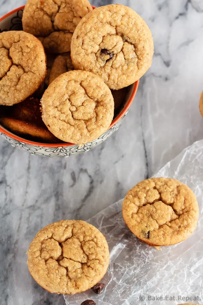 These peanut butter banana blender muffins take just minutes to mix up in the blender and result in soft, healthy mini muffins that the kids will love!