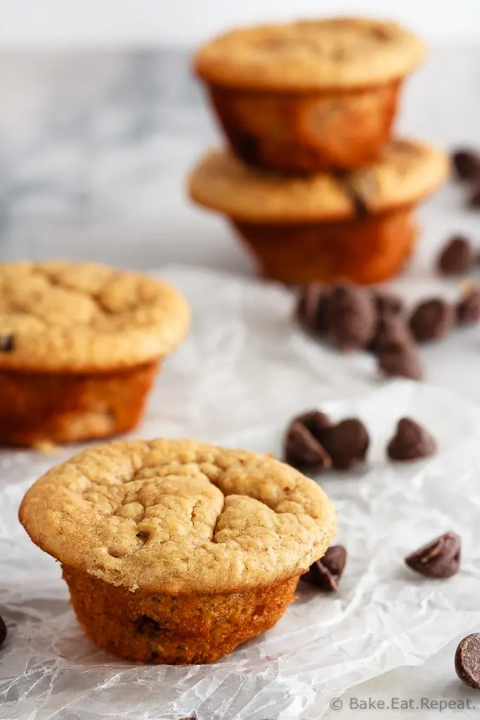 These peanut butter banana blender muffins take just minutes to mix up in the blender and result in soft, healthy mini muffins that the kids will love!