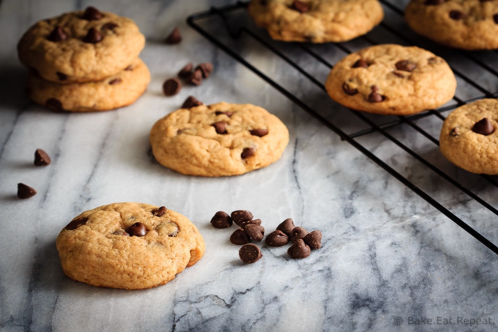 Chewy chocolate chip banana cookies - soft and chewy cookies that taste like chocolate chip banana bread. It's banana bread in cookie form!