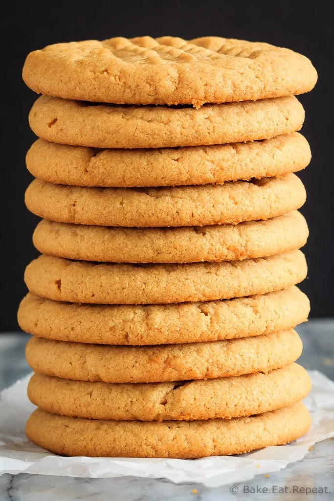 These soft and chewy, 3 ingredient peanut butter cookies are full of peanut butter flavour. Plus they're flourless, use just one bowl and minutes to make!