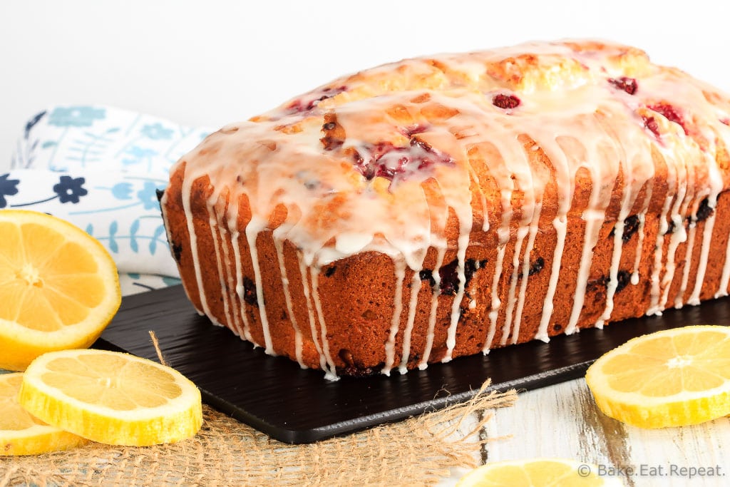 This glazed raspberry lemon bread is quick and easy to make and perfect to have with your morning coffee. The tangy lemon glaze just puts it over the top!