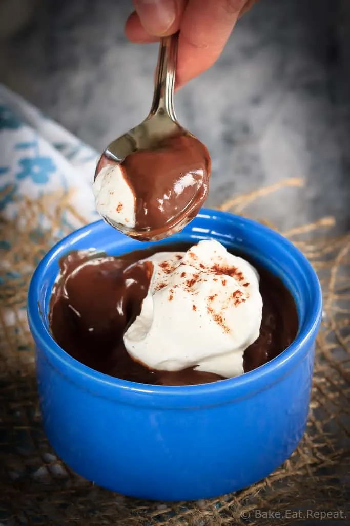 Quick and easy homemade chocolate pudding that is silky smooth and perfect for dessert or a snack. Because homemade is always better!