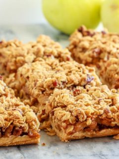 These easy to make apple pie bars have a shortbread crust, a cinnamon crumb topping and an amazing apple pie filling - the perfect fall dessert!