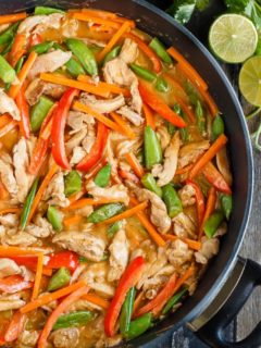 A quick and easy weeknight meal, this peanut chicken stir fry is filled with veggies and an amazing homemade peanut sauce - plus it's ready in 30 minutes!