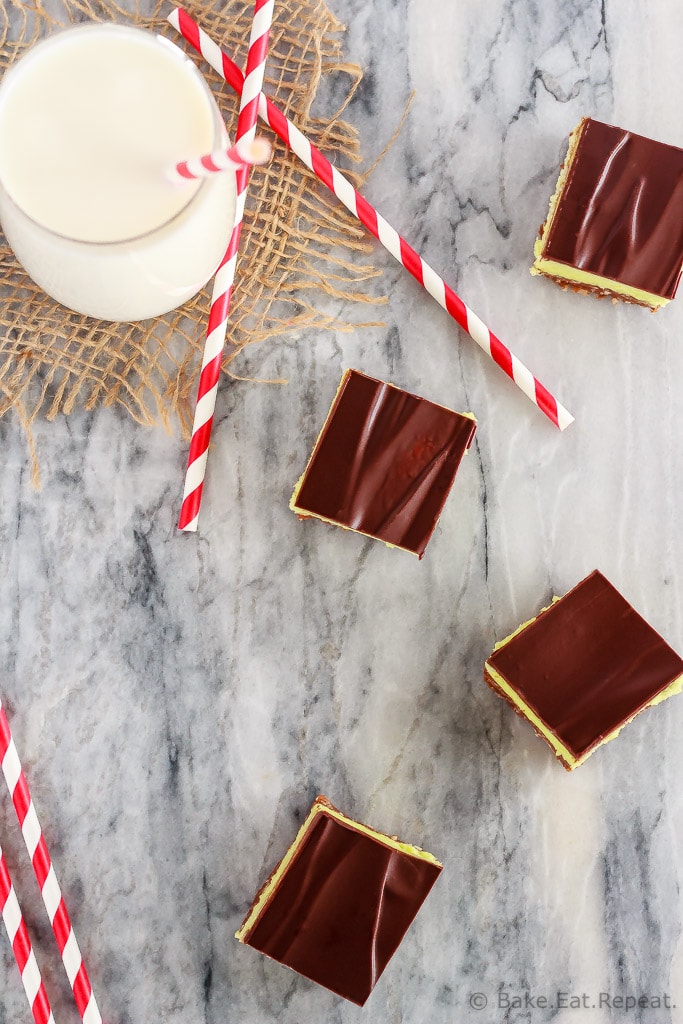 These mint Nanaimo bars are an easy to make, no bake treat that is perfect for your Christmas cookie tray. Perfect dessert with a big glass of milk!