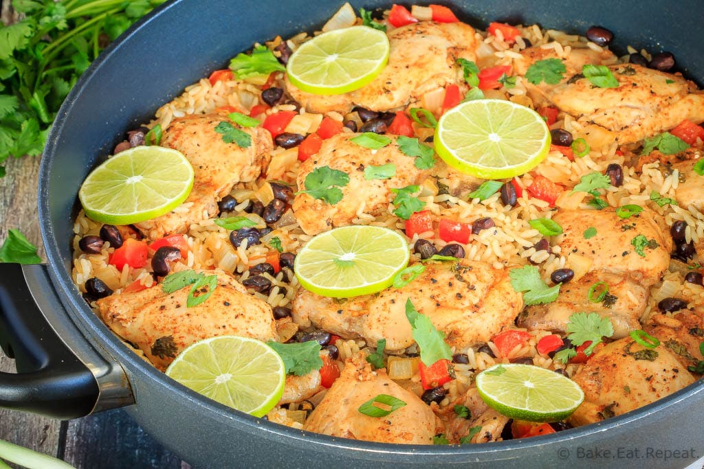 One Pot Cilantro Lime Chicken And Rice Bake Eat Repeat