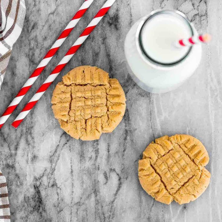 These classic peanut butter cookies are a bit crisp and crumbly, full of peanut butter flavour, and super easy to make. They have that classic cross hatch pattern on top, and are the perfect snack or dessert!