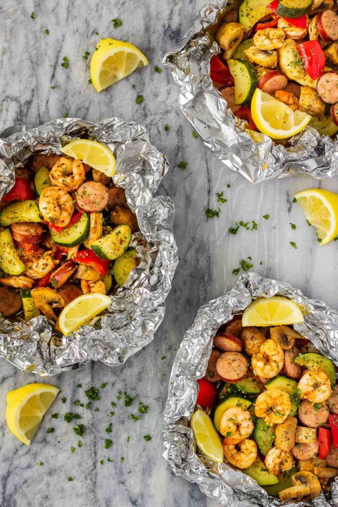 These Cajun shrimp and sausage foil packets are easy to make, have easy clean-up, and are perfect for a quick weeknight meal, or for a meal while camping.