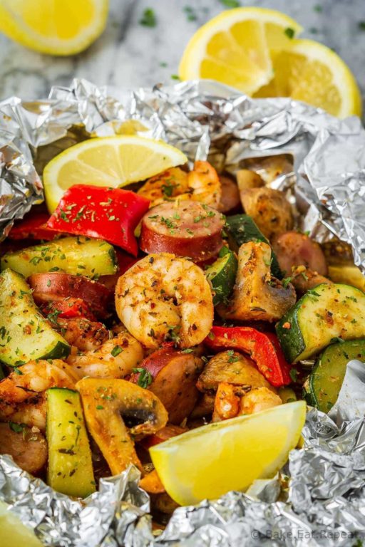 Cajun Shrimp and Sausage Foil Packets - Bake. Eat. Repeat.