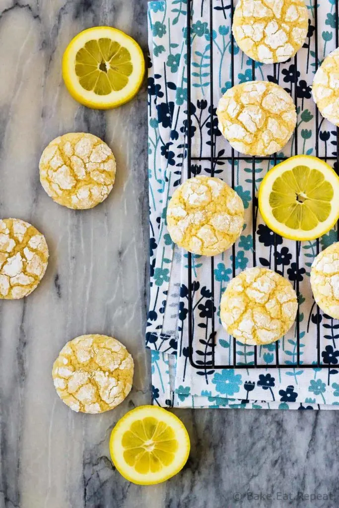 This easy recipe makes soft lemon cookies that are perfectly chewy. Coat them in powdered sugar before baking for lemon crinkle cookies everyone will love!