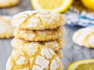 These lemon cookies are soft and chewy and absolutely delicious. Coat them in powdered sugar before baking for amazing crinkle cookies everyone will love!
