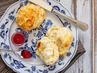 These drop biscuits are buttery and flaky without any effort at all - mix everything together, drop the dough on a cookie sheet and bake. So easy!
