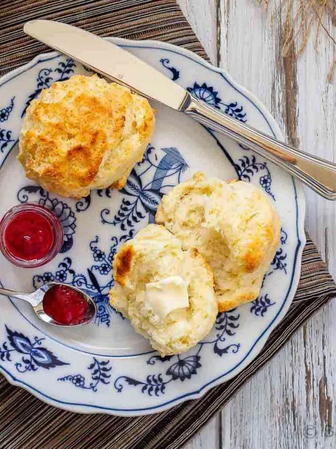 These drop biscuits are buttery and flaky without any effort at all - mix everything together, drop the dough on a cookie sheet and bake. So easy!