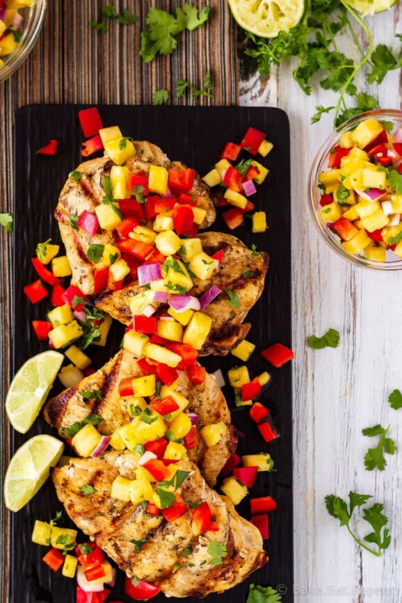 Lemon Garlic Grilled Chicken with Pineapple Salsa - Bake. Eat. Repeat.