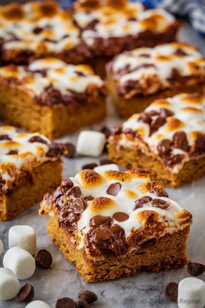 These s'mores bars are the best way to enjoy s'mores without a campfire! Quick and easy to make, they make the perfect dessert or snack!