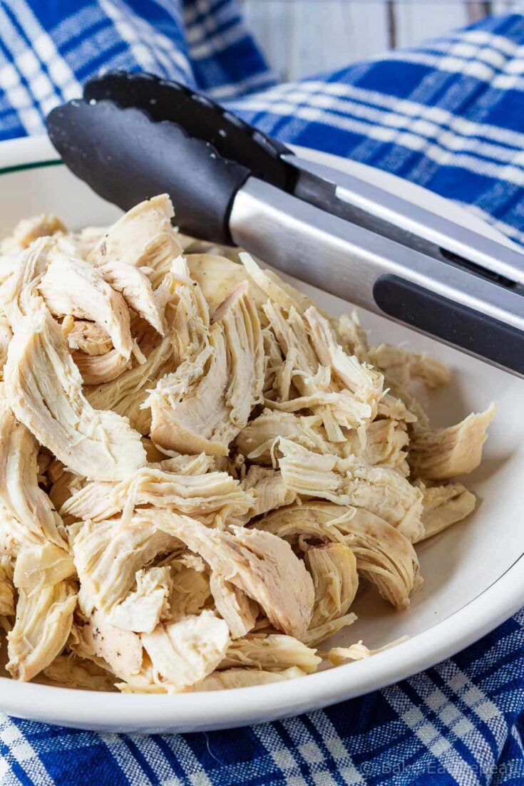 Easy to make, Instant Pot shredded chicken - you can pressure cook chicken breasts for cooked, shredded chicken in minutes - with fresh or frozen chicken!